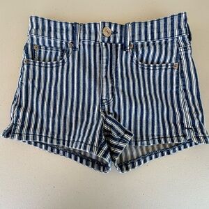 striped jean shorts